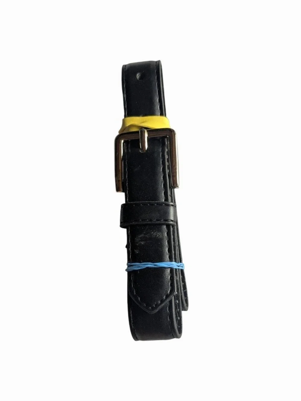 Women's Black Leather Belt with Gold Buckle
